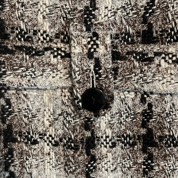 BKE Women Black and White Hooded Checkered Tweed Belted Pea Coat LRG Y2K Preppy - Picture 6 of 16